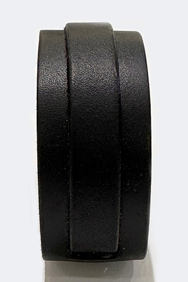 El Işçiliği Tek Kemerli Siyah Erkek Deri Bileklik - 4