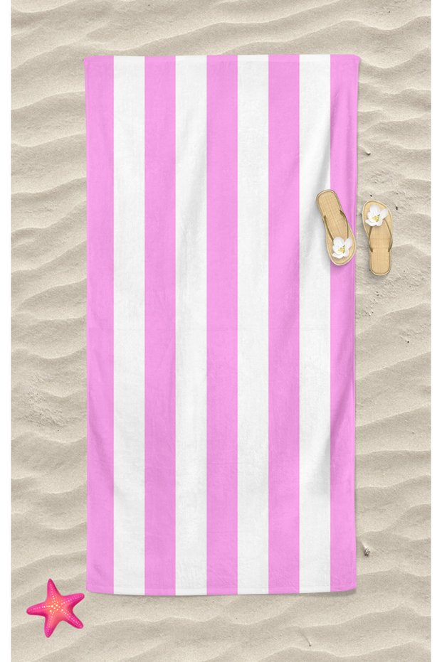 Pink Line Digital Printed Beach Towel Women's Beach Towel Sea Towel
