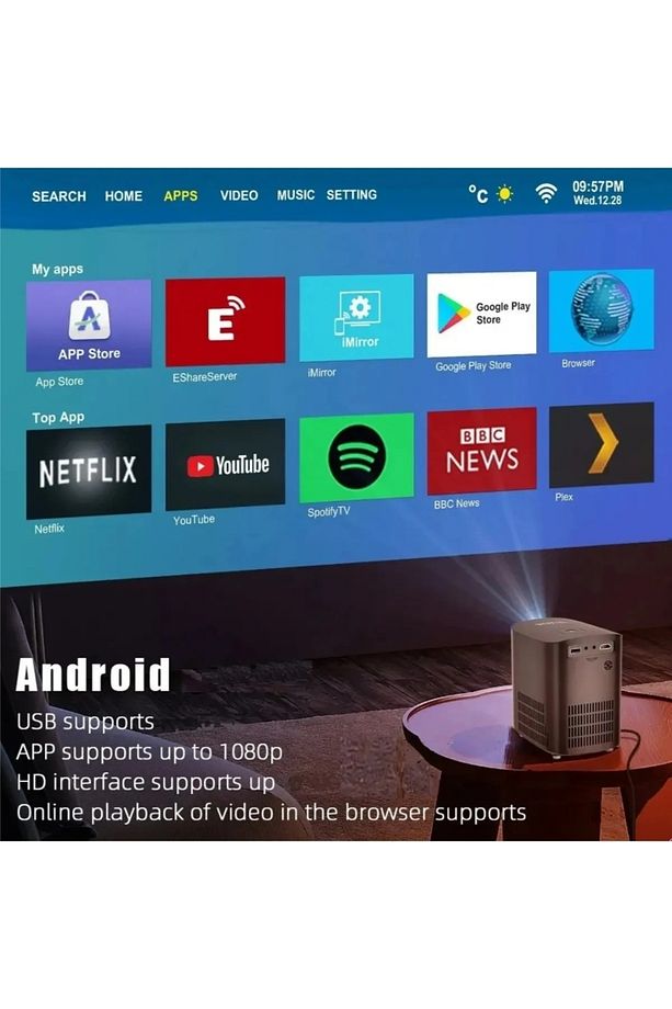 Xmi Projeksiyon 2500 Lümen 4 Bin Saat 5g Ev Sineması Bluetooth Wifi Akıllı Dev Ekran Boyutu - 5