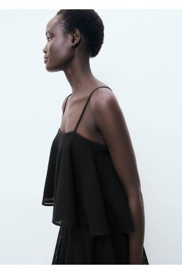 Volanlı triko elbise - 1