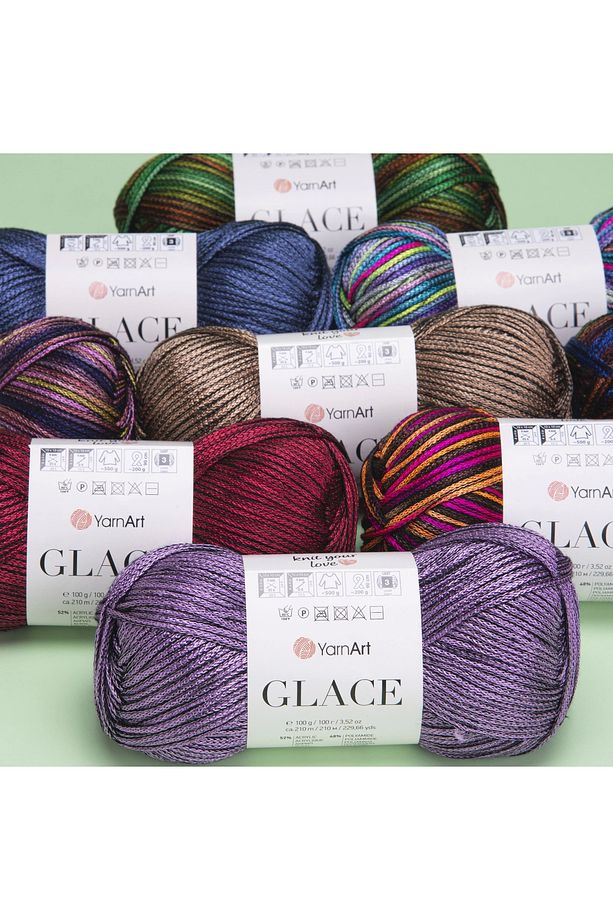 Glace El Örgü İpi,100g / 210m – %52 Akrilik %48 Poliamid–Parlak Renkli Yazlık El Örgü İpi - 4