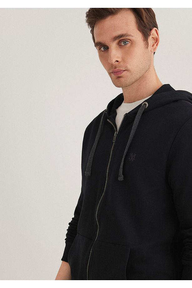 Logolu Fermuarlı Siyah Sweatshirt 065582-900 - 2