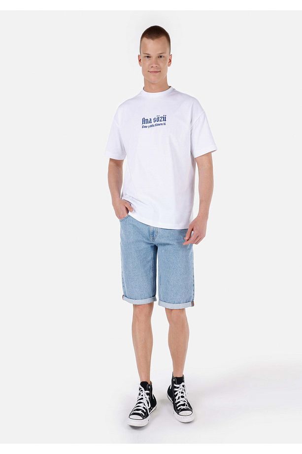 UNISEX Lilseb Sloganlı Beyaz Tişört - 7