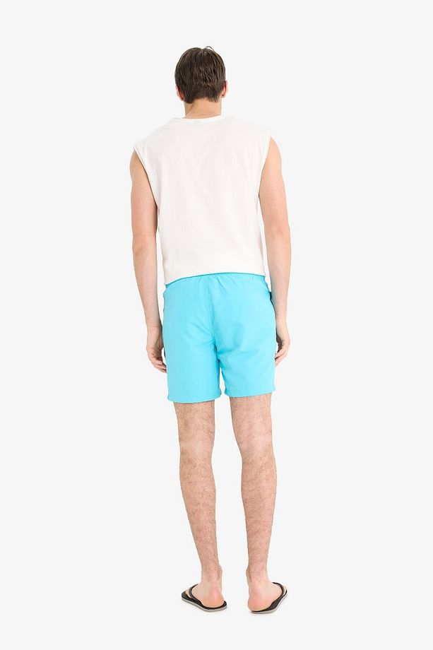 Regular Fit Kısa Boy Cepli File Astarlı Beli Bağcıklı Düz Hafif Kumaş Deniz Şortu E5133axns - 6