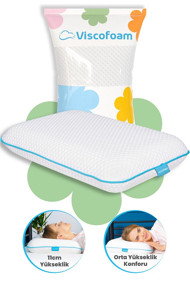Lüks Boyun Destekli Ortopedik Yastık Visco Yastık 60x40x11cm - 1