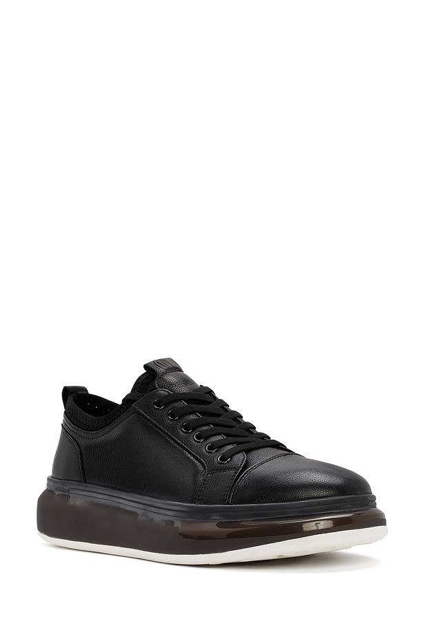 Erkek Siyah Kalın Tabanlı Bağcıklı Deri Sneaker 25SFD691418 - 6