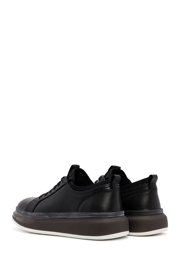 Erkek Siyah Kalın Tabanlı Bağcıklı Deri Sneaker 25SFD691418 - 5