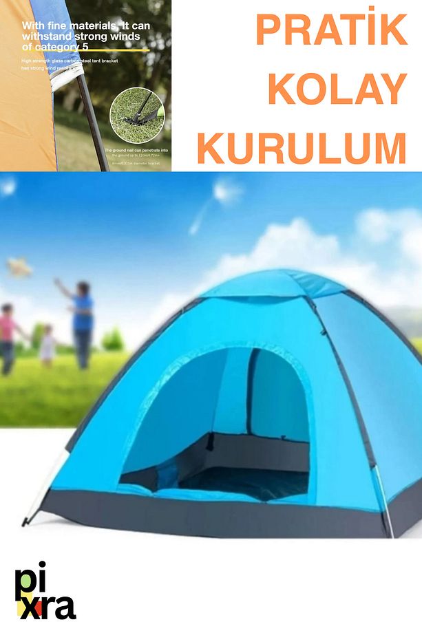 Su Geçirmez Tüllü Kapı Sineklikli Kamp Çadırı – Dayanıklı Kumaş, Kolay Kurulum, 2-3 Kişilik - 2