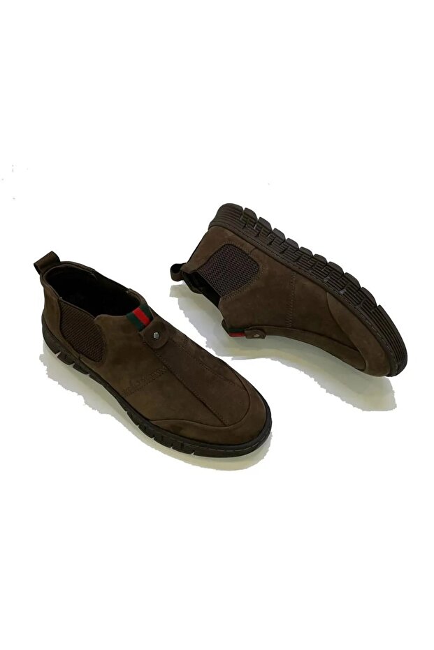 6320 Men's Casual Short Style Leather Boots Brown Nubuck