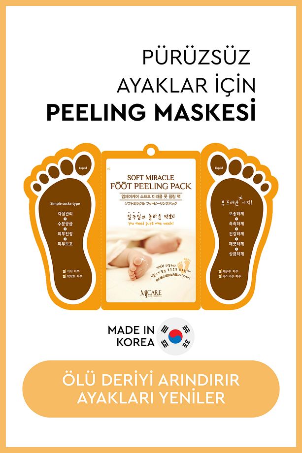 Miracle Foot Peeling Pack - Mjcare Çorap Tipi Ayak Peeling Maskesi - 1