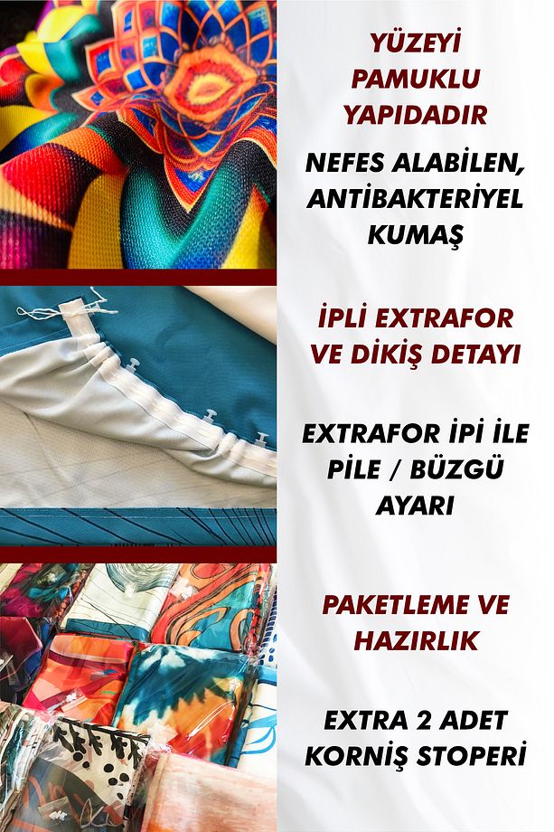 Dijital Baskılı Desenli Fon Perde Dekoratif ''red And Black'' (TEK KANAT - IP AYARLI EKSTRAFOR) - 7