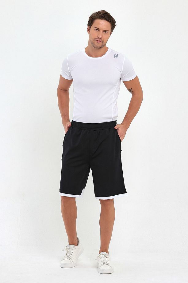 File Şeritli Polyester Erkek Spor Şort - 5
