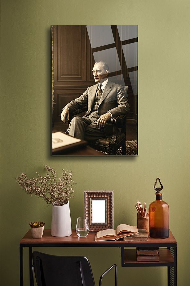 Atatürk Cam Tablo - Portre - Cam Tablo - Duvar Dekoru - Atatürk Portresi - Kaliteli Baskı Ata023 - 3