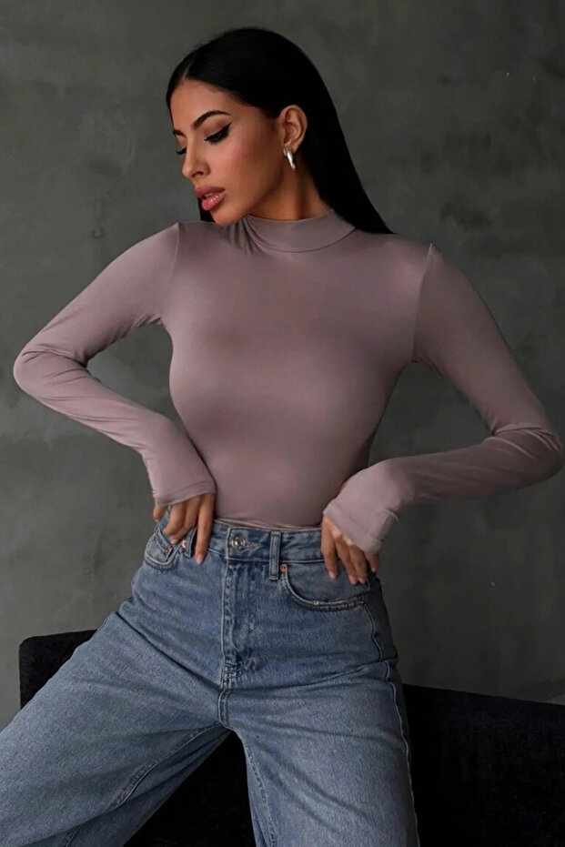 Women's Light Lilac Finger Detail Bodysuit