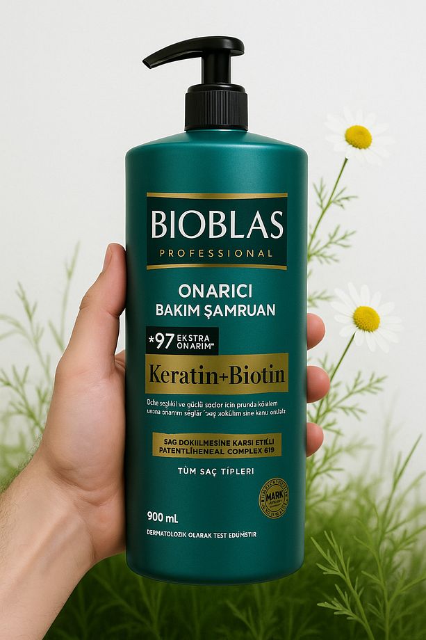 Keratin ve Biotin Şampuan 900 ml (Saç Onarıcı) - 1