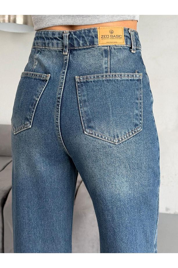 YAN DİKİŞ DETAYLI WİDE-LEG TİNT JEAN - 8