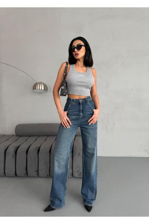 YAN DİKİŞ DETAYLI WİDE-LEG TİNT JEAN - 5