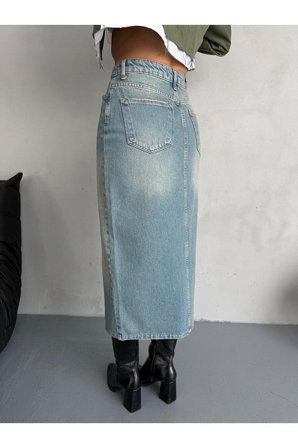 MAXI BOY YIRTMAÇLI TİNT JEAN ETEK - 8