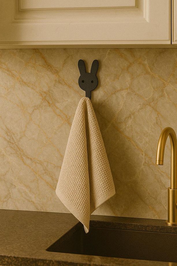 Tavşan Figürlü Yapışkanlı Banyo ,Mutfak Askılık - Çocuk Odası İçin Sevimli ve Pratik Duvar Askısı - 3