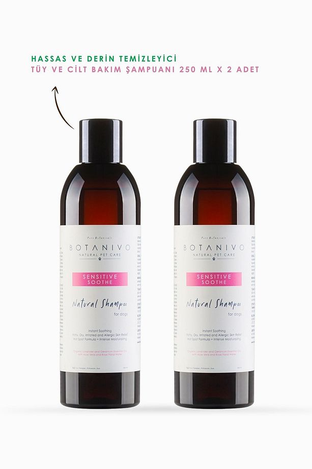 Köpekler Için Hassas Şampuan 2’li Set | Yumuşak & Parlak Tüyler | Organik Içerikli | 2x250 ml - 2