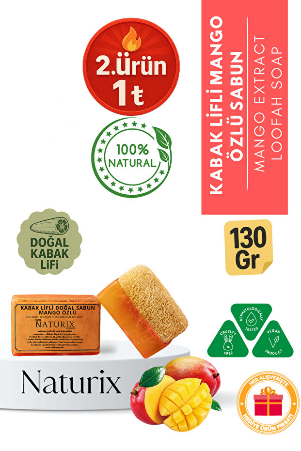 Pumpkin Fiber Mango Extract Soap 130 Gr | Moisturizing and Vitamin C Peeling Effect Soap