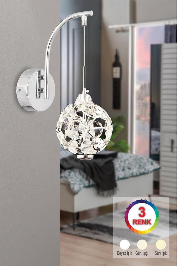 İstanbul Avize Dali Aplik Tekli Gümüş 3 Renk Ledli Modern Led Aplik - 1