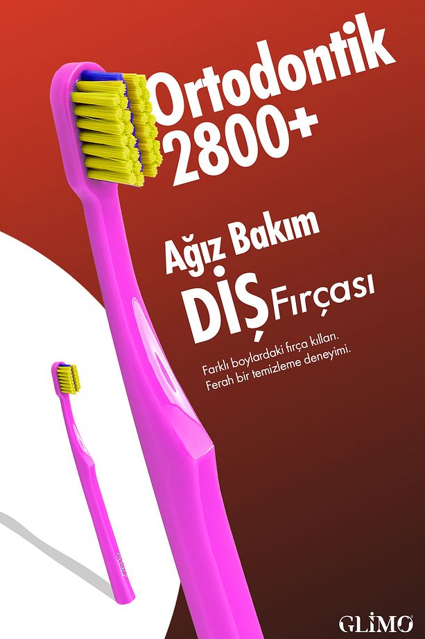 Ortodontik Diş Fırçası 2800 | Fda Onaylı,bpa Içermez,diş Teli Temizliği | 0,15 Mm Fırça Kılı, Pembe - 1