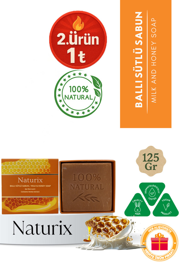 Honey Milk Soap 125 Gr | Skin Nourishing, Moisturizing and Peeling Effect