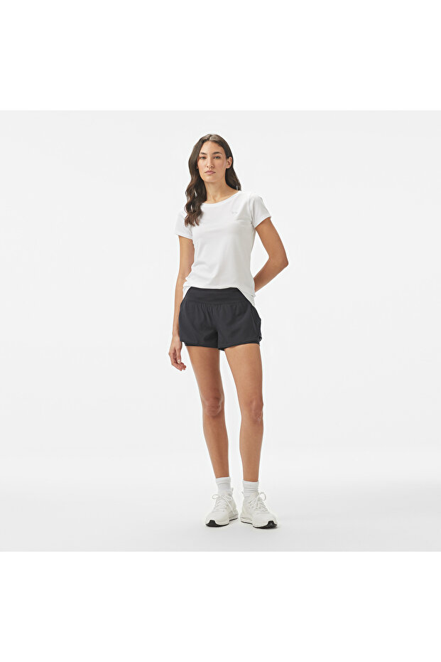 Launch Pro 2in1 Kadın Siyah Antrenman Şortu - 1