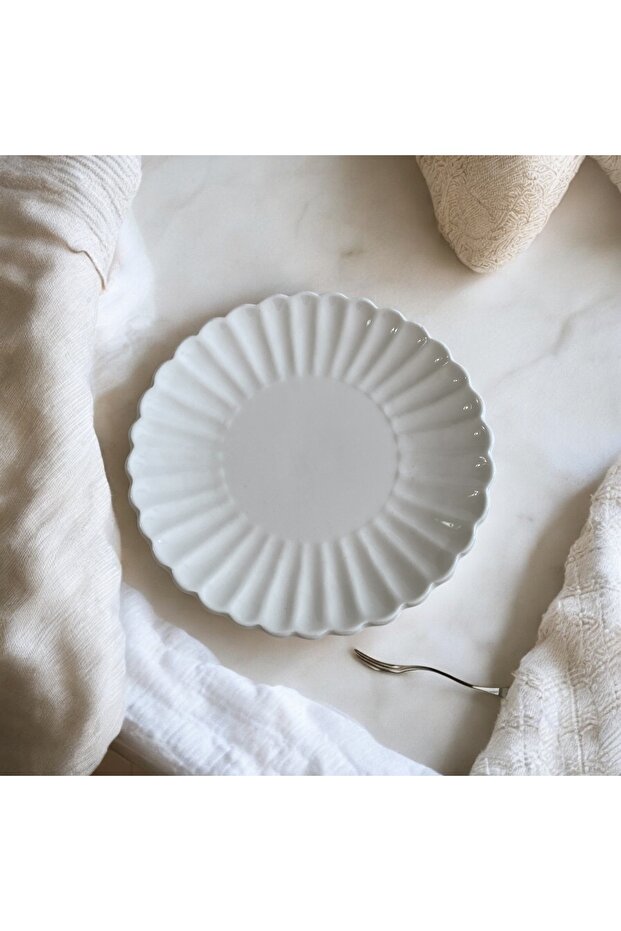 Handmade Ceramic Plate , Coaster 17 cm Relief