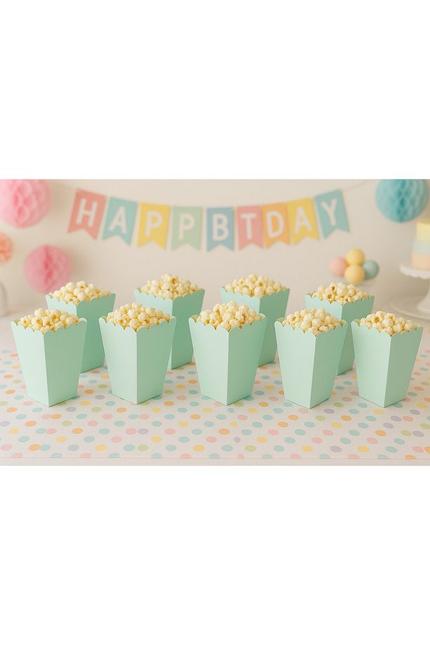 Mint Yeşili Popcorn Mısır Kutusu | 8’li Parti Kutusu Seti - 3