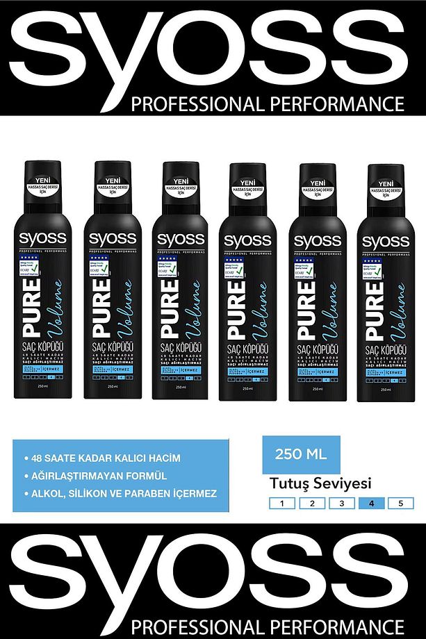 Pure Volume Saç Köpüğü 250 ml x 6 Adet - 1