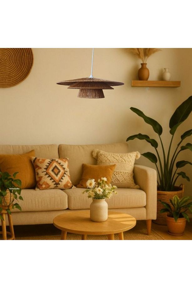 El yapımı bohem avize, hasır avize, oturma odası avize, yatak odası avize, balkon avize - 4