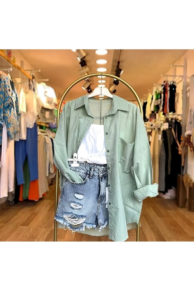 WOMEN'S OVERSIZE LINEN SHIRT NEW SEASON SUMMER LINEN SHIRT