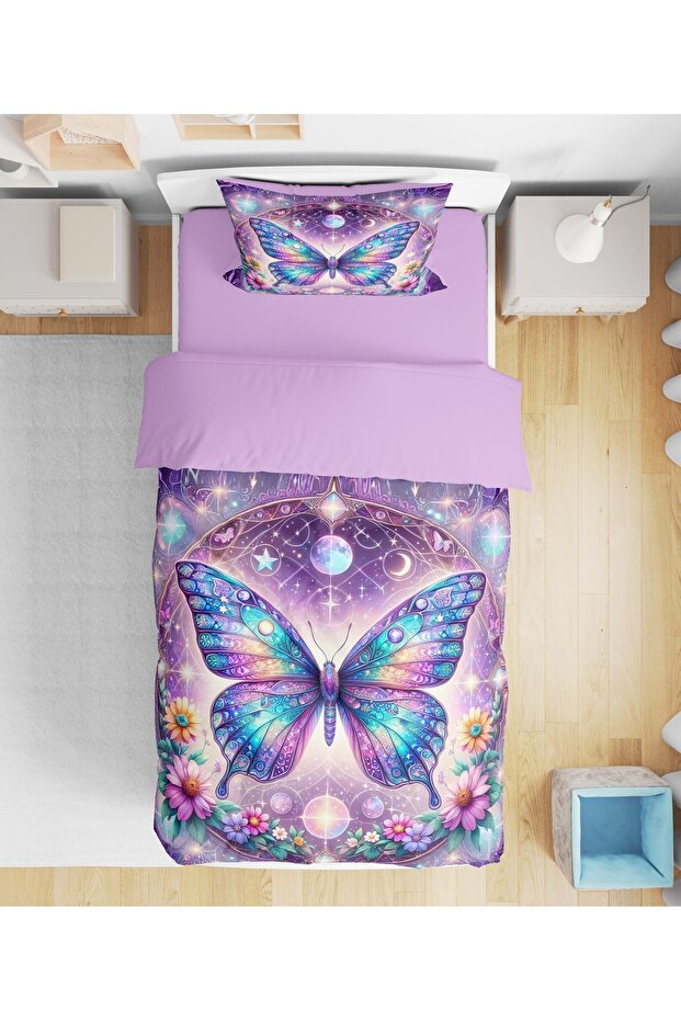 Galaxy Butterfly - Butterfly 3D Digital Printed Single Bedding Set
