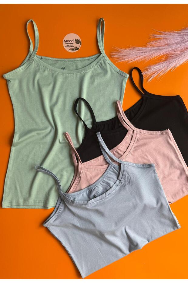 Elytra 4-Pack Green, Blue, Black, Pink Modal Fabric, Like It's Not There, Women's Tank Top with Straps 66E02