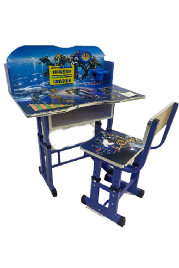 طقم طاولة دراسة للأطفال بارتفاع قابل للتعديل، طاولة دراسة من مادة MDF للأطفال 87*70*43 سم - 1