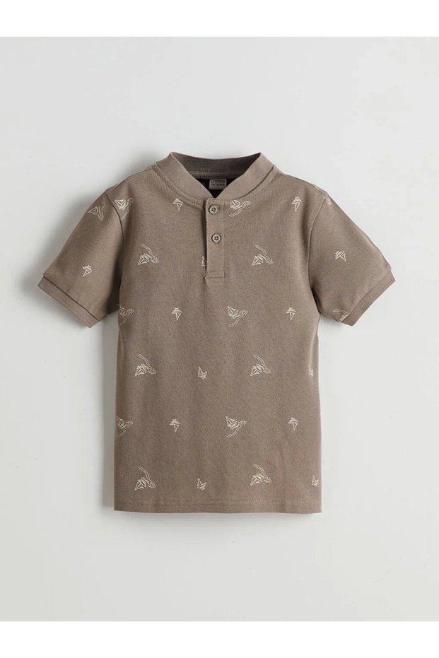 Lcw Kids Brown Judge Collar 100% Cotton Boy T-Shirt
