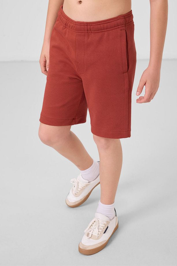 Kiremit Pamuklu Yumuşak Dokulu Standart Fit Basic Erkek Çocuk Şort - 11293 - 4
