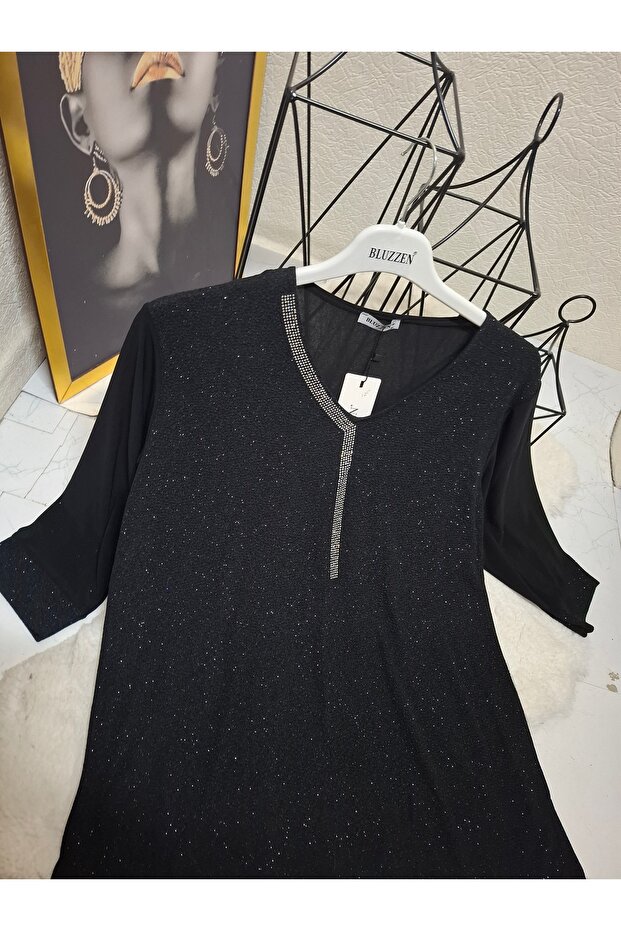 Sim ve taş detaylı bluz - 2