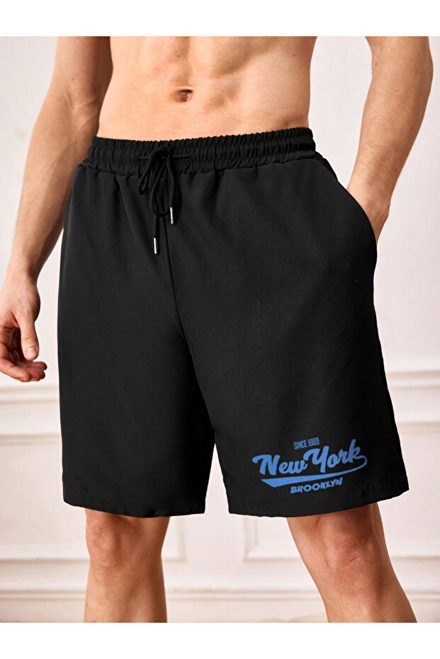 New York since 1989 Blue Printed Comfortable Fit Seasonal Shorts Bermuda