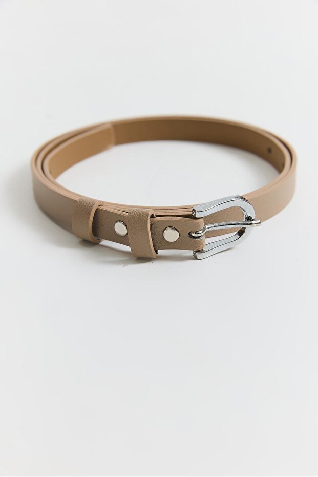 Silver Color Buckle Women's Belt Mink