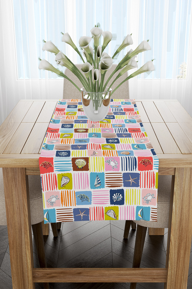 سجادة ممر بنمط بحري متعدد الألوان مقاس 40x140 - 1