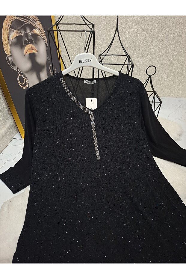 Sim ve taş detaylı bluz - 3