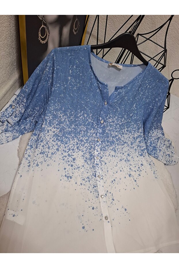 Flaş marka düğmeli bluz - 4