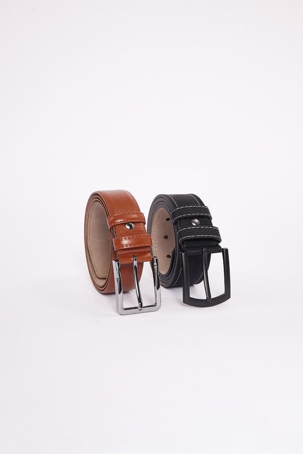 Men's Set of 2 3.5 cm Brown Classic 4 cm Sports Black Belts