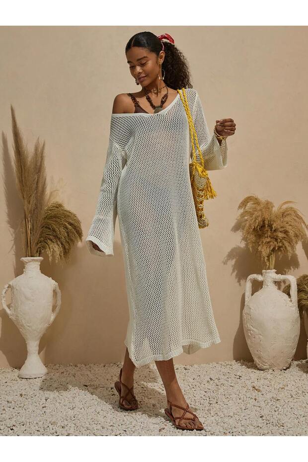 ROCHIE DE PLAJĂ AJURADAȚĂ DE BUMBAC - 3