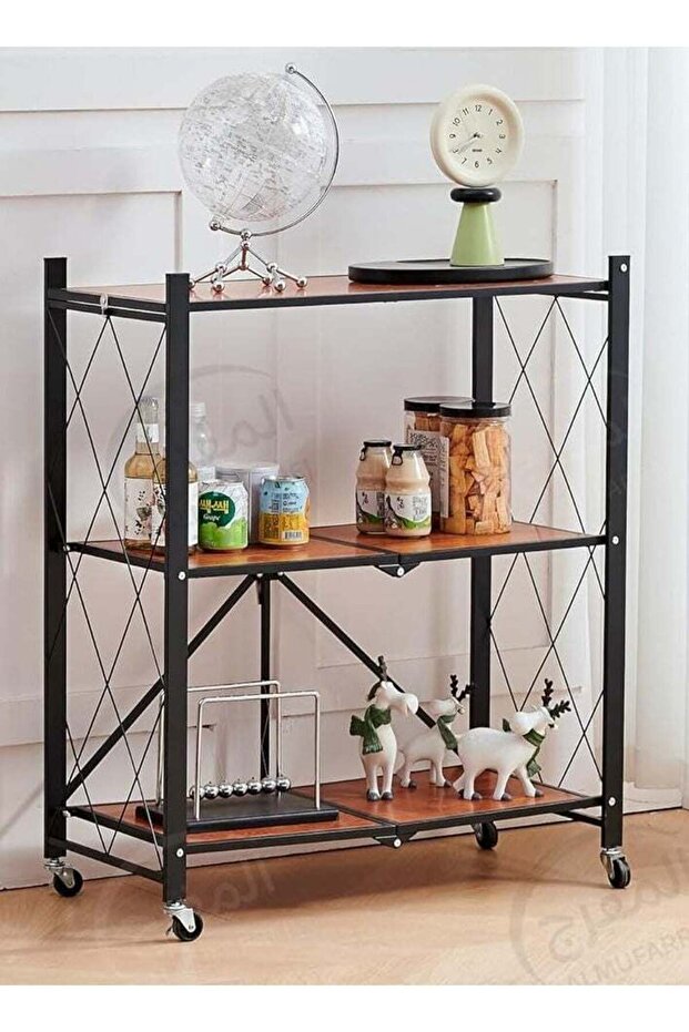 3 Tier Foldable Storage Shelf Unit Heavy Duty Storage Shelving Unit For Kitchen Garage And Laundry B