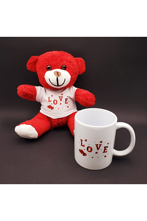 Love design mug and red teddy bear set