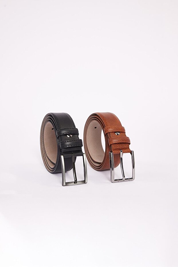 Men's Set of 2 3.5 cm Classic Black 3.5 cm Classic Brown Belt
